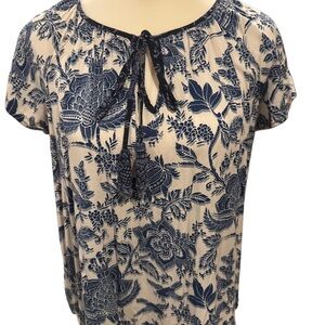 Liverpool Navy and Cream Floral Blouse
